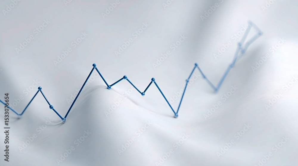 Poster simple blue line chart on minimal white background displaying data trends