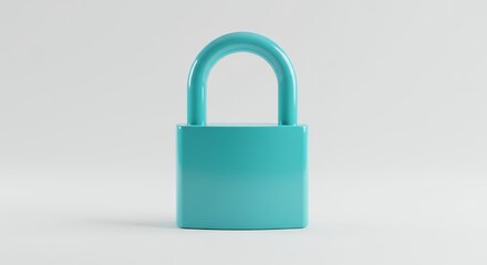 Fototapeta premium Teal lock icon on gray background