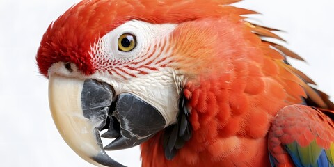 Ultra-Realistic Portrait of a Scarlet Macaw. for use in nature-themed posters, educational materials, print design.