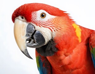 Ultra-Realistic Portrait of a Scarlet Macaw. for use in nature-themed posters, educational materials, print design.