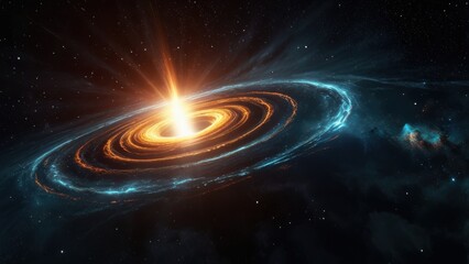 Majestic Black Hole Distorting Light Amid Swirling Cosmic Dust