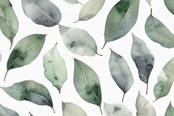 green eucalyptus leaves background. Minimal Scandinavian design. Pattern for bedding, wrapping paper, wedding invitation or postcard.