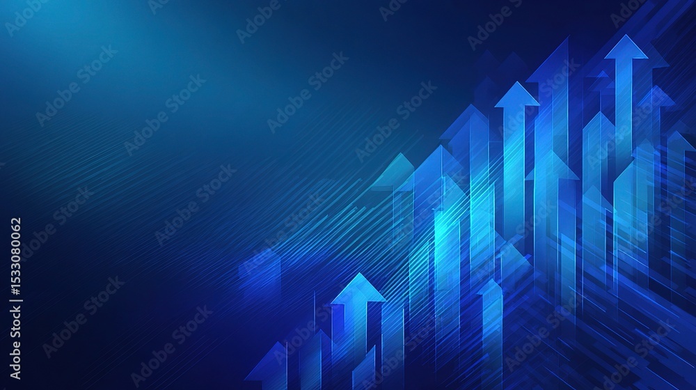 Poster dynamic blue background with 3d arrows in abstract style
