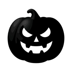 3D Silhouette halloween pumpkin isolated on white.