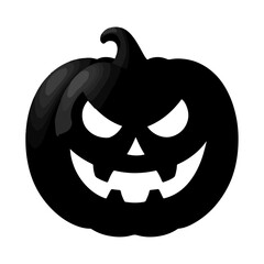 3D Silhouette halloween pumpkin isolated on white.