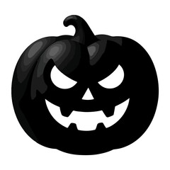 3D Silhouette halloween pumpkin isolated on white.