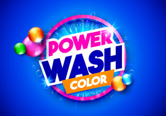 Laundry Wash Label. Color Package Print Design
