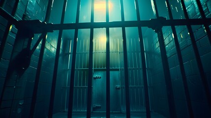 Empty Prison Cell with dark background 