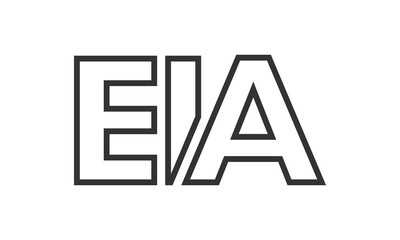 EIA logo design template with strong and modern bold text. Initial based vector logotype featuring simple and minimal typography. Trendy company identity.