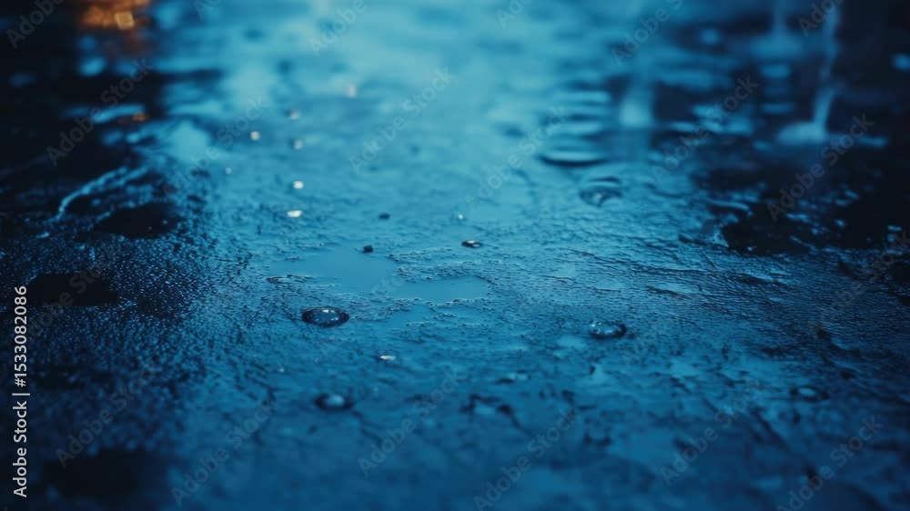 Poster a small pool of water on a wet surface