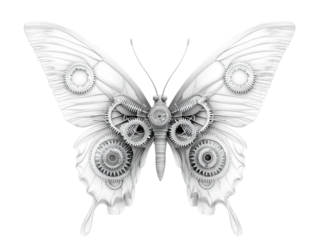 A stunning mechanical butterfly design with intricate gears, symbolizing the fusion of nature and technology.