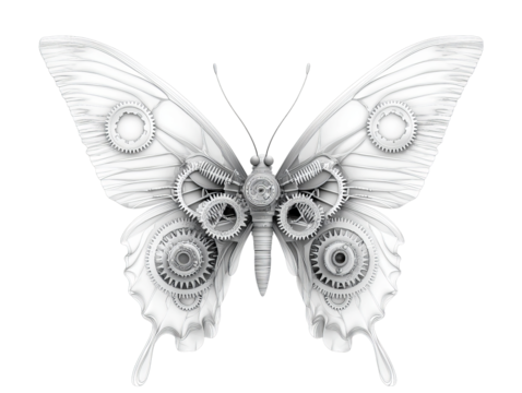 A stunning mechanical butterfly design with intricate gears, symbolizing the fusion of nature and technology.
