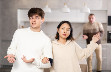 Young married couple leaves home, leaving the father alone at home