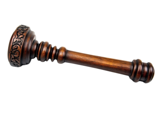 Carved Wooden Rod, Ornate Design, Isolated on Transparent Background, Wood, Gavel, Texture