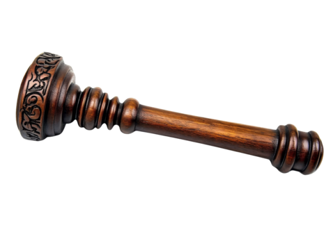 Carved Wooden Rod, Ornate Design, Isolated on Transparent Background, Wood, Gavel, Texture - Powered by Adobe