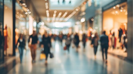 Blurred Interior of Retail Hall with Muted Colors and Soft Lighting