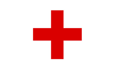 Red Cross international flag isolated on white background