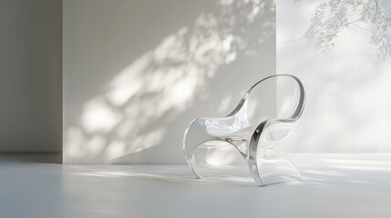 Modern Transparent Chair in Minimalistic Interior with Soft Natural Light and Subtle Shadow Play