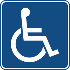 Accessible Wheelchair Symbol &ndash; Handicap Parking Sign Vector Isolated on Blue Background


