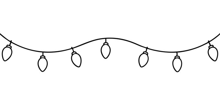 Xmas Decorative Lights on White Background