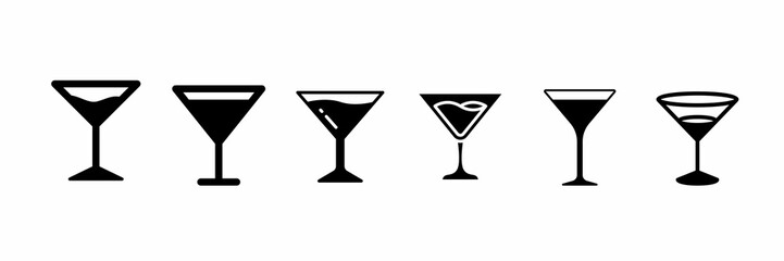 Set of drinks icons, set of cocktail drinks icons , cocktail icons set, set of cocktail drinks silhouette 