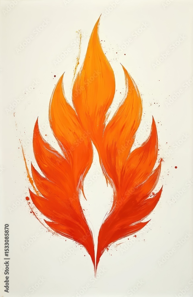 Poster vibrant orange abstract graphic design against white background. dynamic composition with bold brush