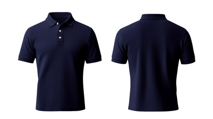 Navy Blue Polo Shirt Mockup Front and Back View, Isolated on Transparent Background, Apparel Design, Clothing Template, Polo Shirt, Mockup, Apparel