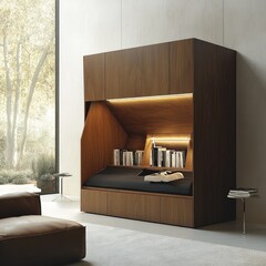 Modern Minimalist Space with Cozy Reading Nook and Natural Light in Contemporary Home Design