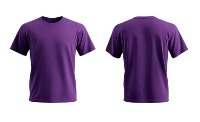 Purple T-Shirt Mockup Front and Back Views, Isolated on Transparent Background, Apparel Design, Clothing Template, T-Shirt, Mockup, Apparel