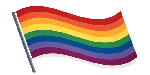 Rainbow Pride Flag Waving, Isolated on Transparent Background, LGBTQ+, Pride Month, Pride, LGBTQIA, Flag
