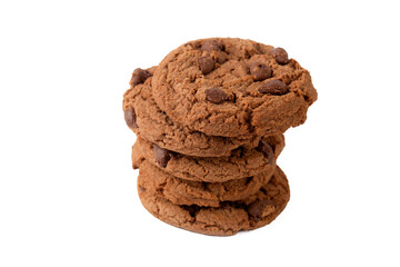 Freshly Baked Chocolate Chip Cookies on the white background