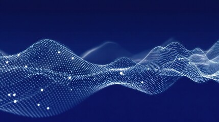 Abstract Blue Background with White Line Graph and Wavy Design