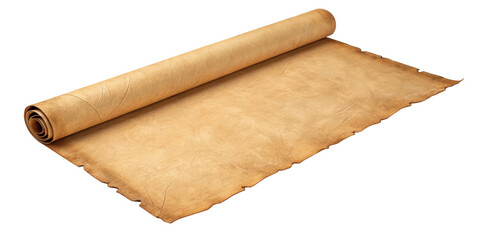 Rolled Parchment Paper Texture, Isolated on Transparent Background, Antique Scroll, Beige, History, scroll, parchment, texture