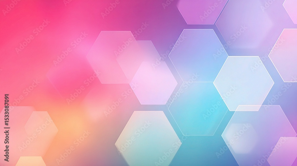 Poster dynamic colorful gradient background with abstract hexagons