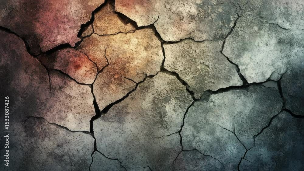 Poster a close-up shot of a crack in the ground with rough texture and earthy tones