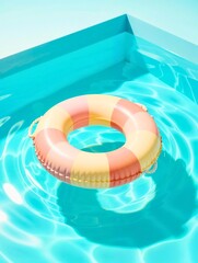 Floating Life Ring in Clear Pool Water
