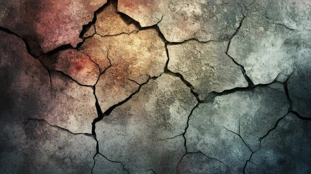 A close-up shot of a crack in the ground with rough texture and earthy tones