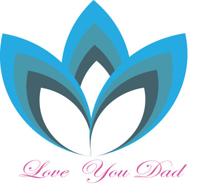 Abstract blue flower logo design element with a natural leaf and butterfly symbol