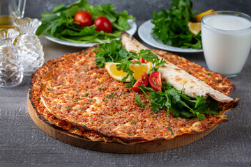 Turkish foods; Turkish pizza -Lahmacun