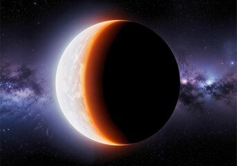 Eclipse with Planet and Cosmic Background
