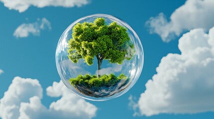 Clean planet in harmony showing animals thriving and human co-existing with sustainable systems