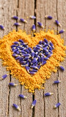 Heart-Shaped Flower Arrangement with Lavender and Marigold
