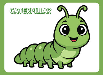 Cute little caterpillar happy smile cartoon vector  illustration.