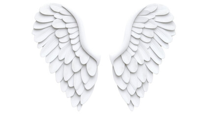 Obraz premium White Angel Wings 3D Render, Isolated on Transparent Background, Feather Texture, Spiritual Symbol, Angel wings, 3D rendering, white