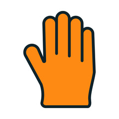 Vibrant orange stop hand gesture
