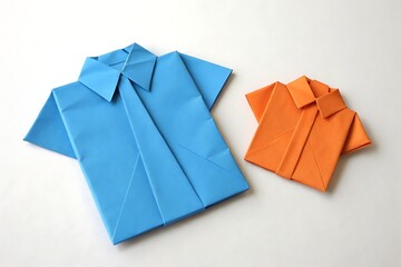 Origami shirt designs blue and orange paper