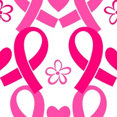 Breast cancer month seamless pink ribbon day mammogram pattern for medical accessories and medicine textiles