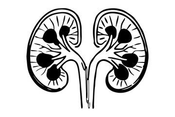 One Line Drawing of Human Kidney Organ Vector