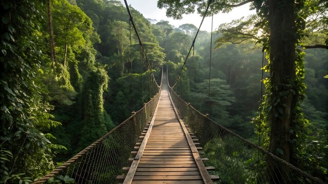wooden bridge in the forest - Powered by Adobe
