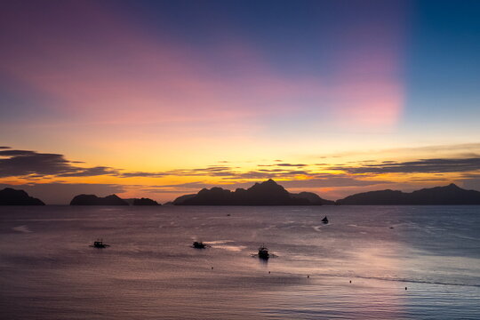 Sunset over the sea in the Philippines.